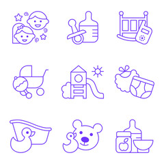 Set of baby icons. Vector illustration