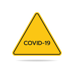 The coronavirus warning sign with an acronym of covid-19 is on a white background.