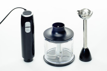 Blender with accessory on the white background