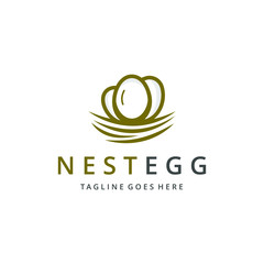 Nest logo design template. Awesome nest with egg logo. A nest egg logotype.