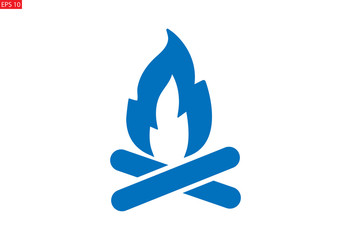 Campfire icon vector (blue version)