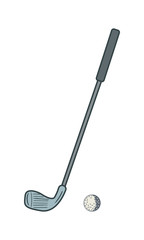Golf club and golf ball. Golf equipment. Illustration on a white background.