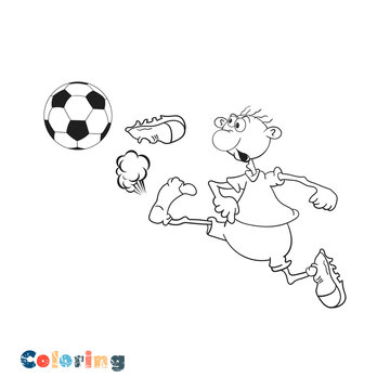 Soccer player cartoon. Illustration in the form of coloring.