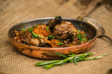 The food in the restaurant. Food styling and restaurant meal serving. Gourmet restaurant menu concept. Creative stylist restaurant