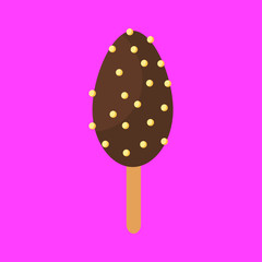 Choco almond ice cream, vector illustration