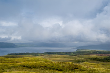 Virgin nature of Scotland islands. Landscape view from Island of Mull viewpoint