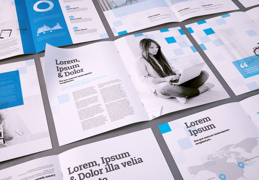Multipurpose Brochure Layout with Blue Squares 