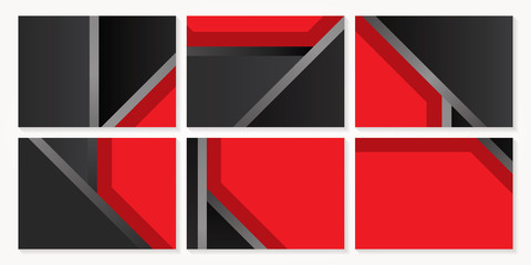 Abstract polygonal red & grey background template set. Vector Illustration.