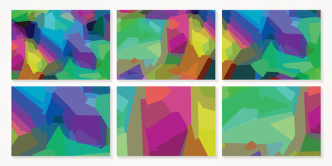 Abstract colorful random shapes background template set. Vector illustration.