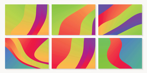 Abstract colorful wavy background template set. Vector Illustration.