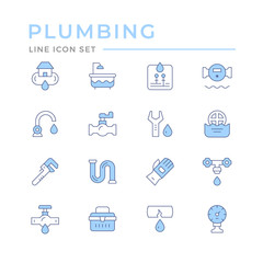 Set color line icons of plumbing