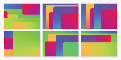 Abstract gradient colorful rectangles shape background template set. Vector illustration.