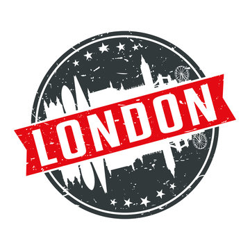 London England United Kingdom Round Travel Stamp. Icon Skyline City Design Vector.