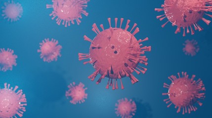 3d render of Corona virus that causing the infection of MERS, influenza and SARS that outbreak around the world.