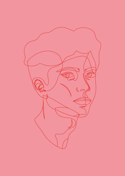 Boy pink red outlines
