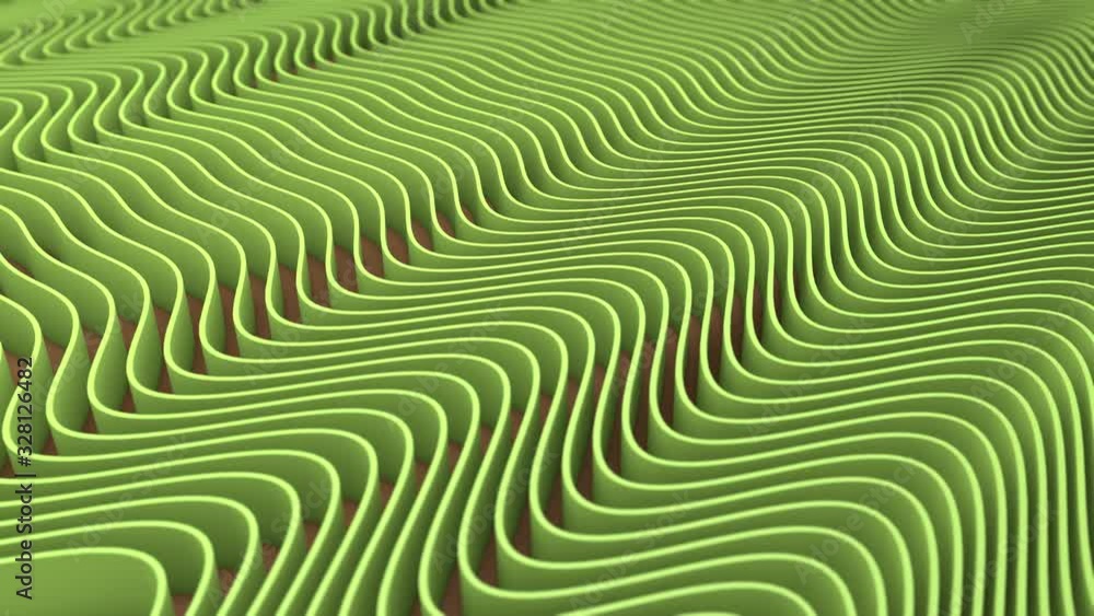 Poster 3d animation of many elegant lines that change shape in a wave. 4k animation, background.
