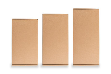Set of brown cardboard boxes, isolated