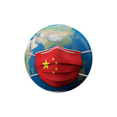 Obraz premium China flag protective medical mask. 3D Rendering