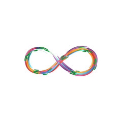 Infinity symbol, Eternity. Eternals creative poster design. Floral Abstract colourful brush. Spring banner template. Social hashtag. Text vector concept. Artistic illustration.