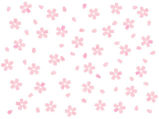 桜 壁紙　手描き風・全面・ランダム （薄紅）