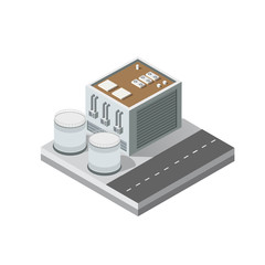 Industrial objects plant, factories. Isometric top view the city with streets, buildings.