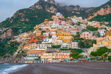 Beautiful Landscape with Positano town at famous amalfi coast, Italy