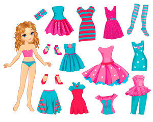 Paper Fashion Doll With Sweet Pink Dress