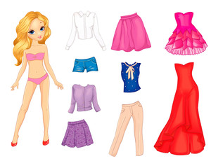 Fashion Paper Doll With Cute Casual Clothes