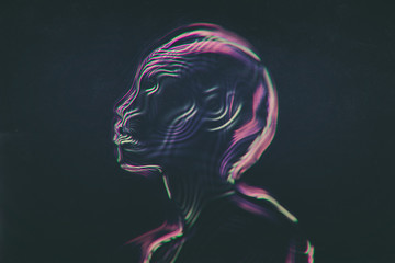 Profile Android human retro futuristic illustration