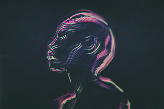 Profile Android human retro futuristic illustration