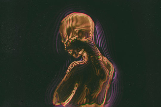 Android human mind-blowing Retro futuristic illustration