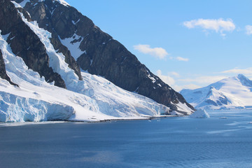 Mountains of the Antarctic Peninsula. The mountains in the Gerlache Strait in the Danco Coast, Antarctica