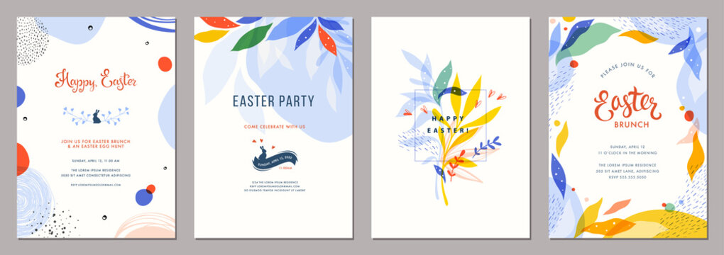 Trendy abstract Easter templates. Good for poster, card, invitation, flyer, cover, banner, placard, brochure and other graphic design.