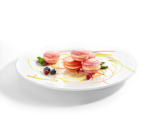 Macarons in white plate