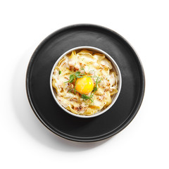 Baked carbonara top view