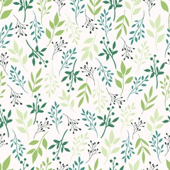 Seamless pattern with leaves and flowers