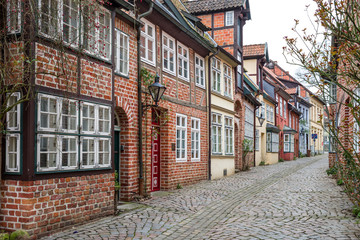 Fototapeta na wymiar Altstadt Senkungsgebiet Hansestadt Lüneburg entzerrt