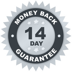 14 Day Money Back Guarantee product label or badge or sticker image isolated on white background