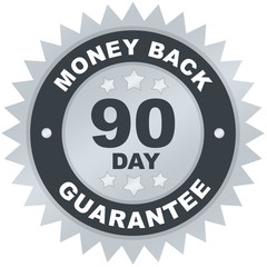 90 Day Money Back Guarantee product label or badge or sticker image isolated on white background