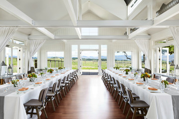 Wedding reception table setting at a luxury resort