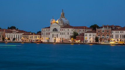 Fototapeta na wymiar The view of Santa Maria della Presentazione church on Giudecca island at sunset