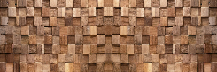 Brown wooden cubes texture background banner panorama