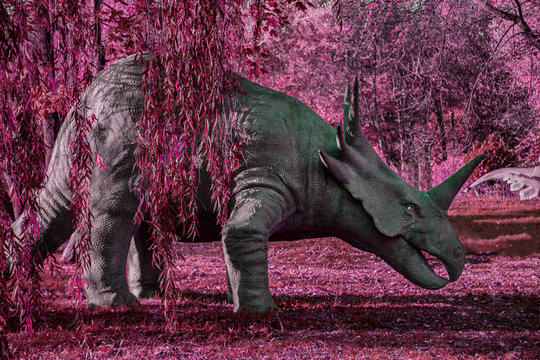 Dinosaurier in der Natur pink rosa