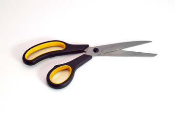 Big scissors isolate on a white background. Close-up.