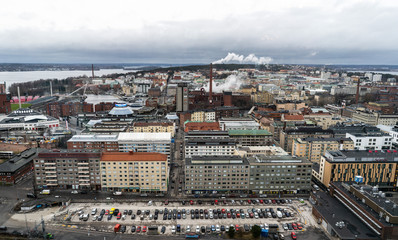 Obraz premium Panorama of the city of Tampere from the tower.