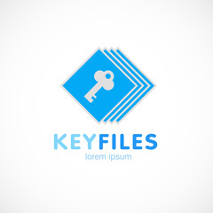 Key files document blue logo template vector illustration