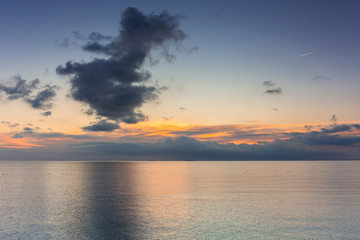 Fototapeta na wymiar Beautiful sunrise over calm Baltic Sea in Poland