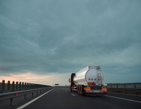 Tanker truck driving
