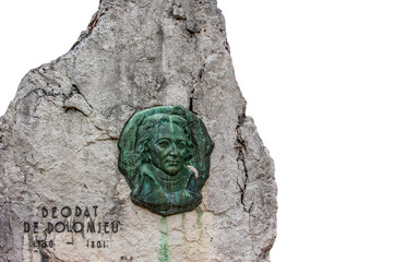 Cortina d'Ampezzo, Italy. 2010. Monument in honour of the French geologist Déodat Gratet de...