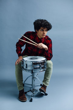 Drummer in Plaid